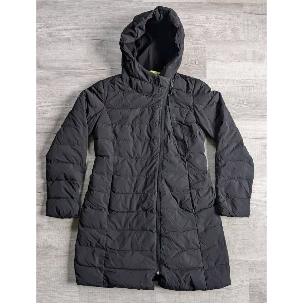 Cole Haan Grand.OS Jacket Womens Down Filled Hooded Puffer Coat Black Sz S Parka